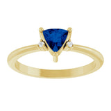 14K Gold Trillion Lab-Grown Blue Sapphire & Natural Diamond Accented Ring - Yellow Gold - view 3