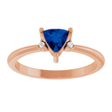 14K Gold Trillion Natural Blue Sapphire & Natural Diamond Accented Ring - Rose Gold - view 3
