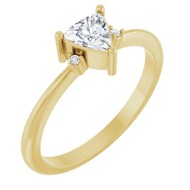 14K Gold Trillion Natural White Sapphire & Natural Diamond Accented Ring - Yellow Gold
