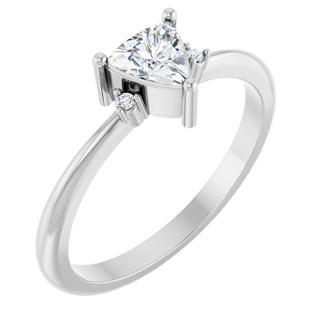 14K Gold Trillion Natural White Sapphire & Natural Diamond Accented Ring - White Gold
