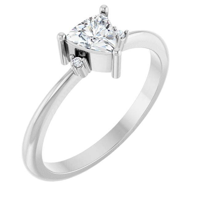 14K Gold Trillion Natural White Sapphire & Natural Diamond Accented Ring - White Gold