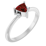 Platinum Trillion Natural Mozambique Garnet & Natural Diamond Accented Ring