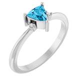 Platinum Trillion Natural Aquamarine & Natural Diamond Accented Ring