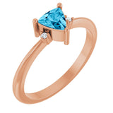 14K Gold Trillion Natural Aquamarine & Natural Diamond Accented Ring - Rose Gold