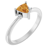 Platinum Trillion Natural Citrine & Natural Diamond Accented Ring