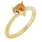 14K Gold Trillion Natural Citrine & Natural Diamond Accented Ring - Yellow Gold
