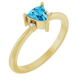 14K Gold Trillion Natural Aquamarine & Natural Diamond Accented Ring - Yellow Gold