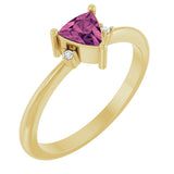 14K Gold Trillion Natural Pink Tourmaline & Natural Diamond Accented Ring - Yellow Gold