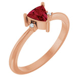 14K Gold Trillion Lab-Grown Ruby & Natural Diamond Accented Ring - Rose Gold