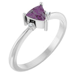 14K Gold Trillion Lab-Grown Alexandrite & Natural Diamond Accented Ring - White Gold