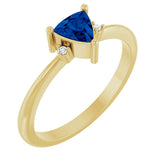 14K Gold Trillion Lab-Grown Blue Sapphire & Natural Diamond Accented Ring - Yellow Gold