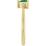 14K Gold Trillion Lab-Grown Emerald & Natural Diamond Accented Ring - Yellow Gold - view 4