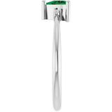 14K Gold Trillion Lab-Grown Emerald & Natural Diamond Accented Ring - White Gold - view 4