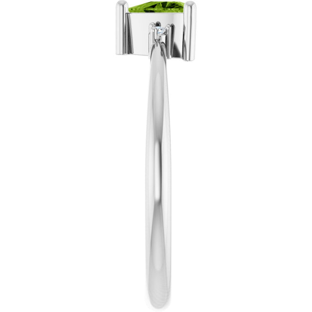 Platinum Trillion Natural Peridot & Natural Diamond Accented Ring - view 4