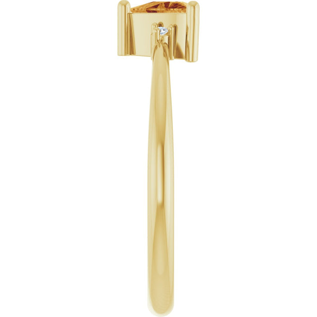 14K Gold Trillion Natural Citrine & Natural Diamond Accented Ring - Yellow Gold - view 4