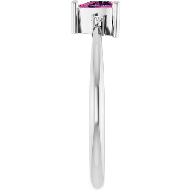 Platinum Trillion Natural Pink Tourmaline & Natural Diamond Accented Ring - view 4