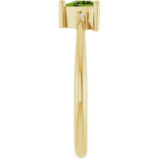 14K Gold Trillion Natural Peridot & Natural Diamond Accented Ring - Yellow Gold - view 4