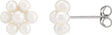 14K Gold Cultured White Freshwater Pearl Floral Pearl Earrings