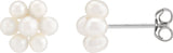 14K Gold Cultured White Freshwater Pearl Floral Pearl Earrings