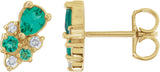 14K Gold Pear Lab-Grown Emerald & Lab-Grown Diamond Cluster Earrings - Yellow Gold