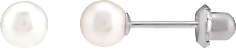 14K Gold White Pearl Pearl Piercing Piercing Earrings