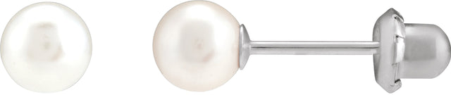 14K Gold White Pearl Pearl Piercing Piercing Earrings