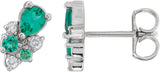 Platinum Pear Lab-Grown Emerald & Lab-Grown Diamond Cluster Earrings