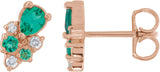 14K Gold Pear Lab-Grown Emerald & Lab-Grown Diamond Cluster Earrings - Rose Gold