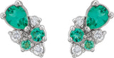 Platinum Pear Lab-Grown Emerald & Lab-Grown Diamond Cluster Earrings - view 2