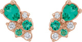 14K Gold Pear Lab-Grown Emerald & Lab-Grown Diamond Cluster Earrings - Rose Gold - view 2