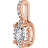 14K Gold Oval Lab-Grown Moissanite & Natural Diamond Halo-Style Pendant - Rose Gold - view 2