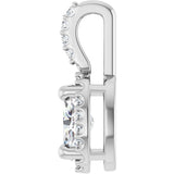 14K Gold Oval Lab-Grown Moissanite & Natural Diamond Halo-Style Pendant - White Gold - view 3
