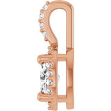 14K Gold Oval Lab-Grown Moissanite & Natural Diamond Halo-Style Pendant - Rose Gold - view 3