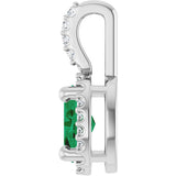 Platinum Oval Lab-Grown Emerald & Natural Diamond Halo-Style Pendant - view 3