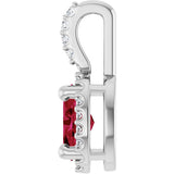 Platinum Oval Lab-Grown Ruby & Natural Diamond Halo-Style Pendant - view 3