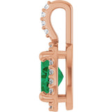 14K Gold Oval Lab-Grown Emerald & Natural Diamond Halo-Style Pendant - Rose Gold - view 3
