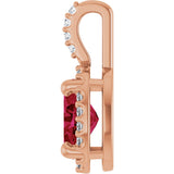 14K Gold Oval Lab-Grown Ruby & Natural Diamond Halo-Style Pendant - Rose Gold - view 3