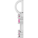 Platinum Round Natural Pink Sapphire Accented Heart Pendant - view 3