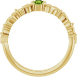 14K Gold Round Natural Peridot Half Bezel Floral Ring - Yellow Gold - view 4