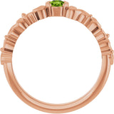 14K Gold Round Natural Peridot Half Bezel Floral Ring - Rose Gold - view 4