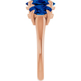 14K Gold Oval Lab-Grown Blue Sapphire Claw-Prong Three-Stone Ring - Rose Gold - view 4
