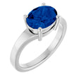 Platinum Oval Lab-Grown Blue Sapphire Solitaire Ring – 9x7mm