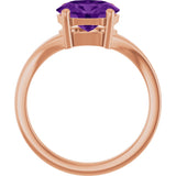 14K Gold Oval Natural Amethyst Solitaire Ring – 9x7mm - Rose Gold - view 2