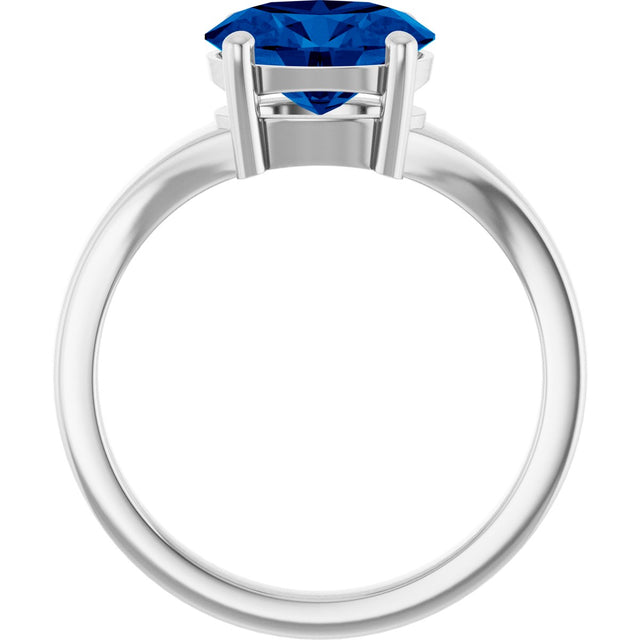 Platinum Oval Lab-Grown Blue Sapphire Solitaire Ring – 9x7mm - view 2