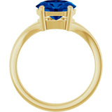 14K Gold Oval Lab-Grown Blue Sapphire Solitaire Ring – 9x7mm - Yellow Gold - view 2