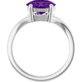 14K Gold Oval Natural Amethyst Solitaire Ring – 9x7mm - White Gold - view 2