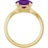 14K Gold Oval Natural Amethyst Solitaire Ring – 9x7mm - Yellow Gold - view 2