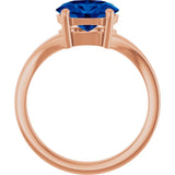 14K Gold Oval Lab-Grown Blue Sapphire Solitaire Ring – 9x7mm - Rose Gold - view 2