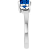 14K Gold Oval Lab-Grown Blue Sapphire Solitaire Ring – 9x7mm - White Gold - view 4