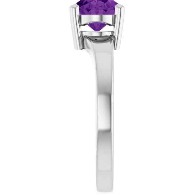 Platinum Oval Natural Amethyst Solitaire Ring – 9x7mm - view 4